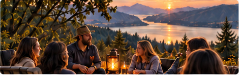 A small evening gathering overlooking the Gorge